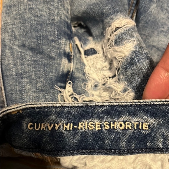 American Eagle Outfitters Blue Distressed Jean Shorts - Picture 3 of 6